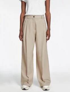 Tamara Cotton Twill Wide Leg Trouser - Beige -The Modern Femme Sales AU23 TR579 TAMARA BEIGE 1844