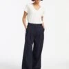Tamara Cotton Twill Wide Leg Trouser - Navy -The Modern Femme Sales AU23 TR79 TAMARA NAVY LS 14551