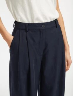 Tamara Cotton Twill Wide Leg Trouser - Navy -The Modern Femme Sales AU23 TR79 TAMARA NAVY LS 14603