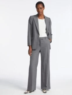 Terence Stretch Wool Wide Leg Trouser - Mid Grey -The Modern Femme Sales AU23 TR84 TERENCE GREYMELANGE LS 3854