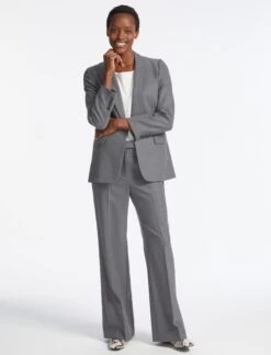 Terence Stretch Wool Wide Leg Trouser - Mid Grey -The Modern Femme Sales AU23 TR84 TERENCE GREYMELANGE LS 3873