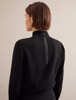 Riley Funnel Neck Blouse - Black -The Modern Femme Sales AU24 B6 RILEY BLACK LS 24143