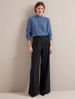 Riley Funnel Neck Blouse - Cornflower Blue -The Modern Femme Sales AU24 B6 RILEY CORNFLOWERBLUE LS 24332