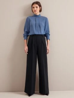 Riley Funnel Neck Blouse - Cornflower Blue -The Modern Femme Sales AU24 B6 RILEY CORNFLOWERBLUE LS 24349
