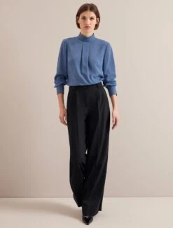 Riley Funnel Neck Blouse - Cornflower Blue -The Modern Femme Sales AU24 B6 RILEY CORNFLOWERBLUE LS 24364