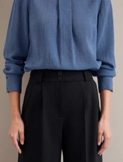 Riley Funnel Neck Blouse - Cornflower Blue -The Modern Femme Sales AU24 B6 RILEY CORNFLOWERBLUE LS 24519