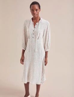 Daria Silk Midi Dress - Cream Floral Tile Print -The Modern Femme Sales AU24 D159 DARIA CREAMFLORALTILEPRINT LS 19778 cb4edf42 bc78 4e41 87e4 8af0f4a53854