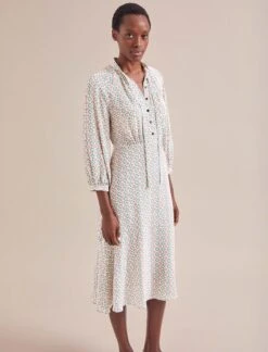 Daria Silk Midi Dress - Cream Floral Tile Print -The Modern Femme Sales AU24 D159 DARIA CREAMFLORALTILEPRINT LS 19780 a7768ca1 9b39 4978 b09a b9baa4810c08