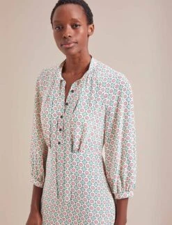 Daria Silk Midi Dress - Cream Floral Tile Print -The Modern Femme Sales AU24 D159 DARIA CREAMFLORALTILEPRINT LS 19793 8bd71d78 854d 42aa a342 3b46ade86054