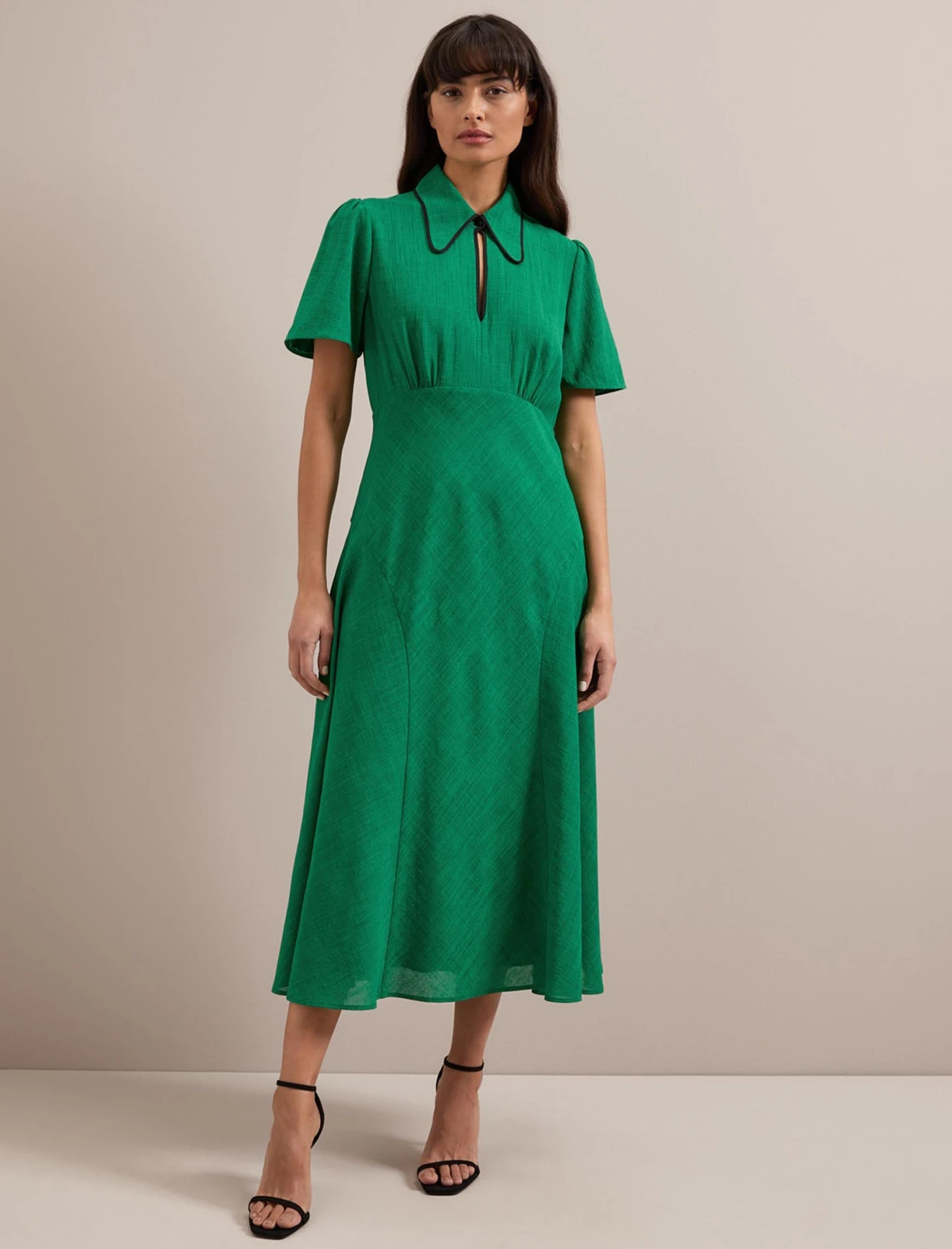 Reya Techni Voile Midi Dress - Emerald Green 9 Reya Techni Voile Midi Dress - Emerald Green - Image 7