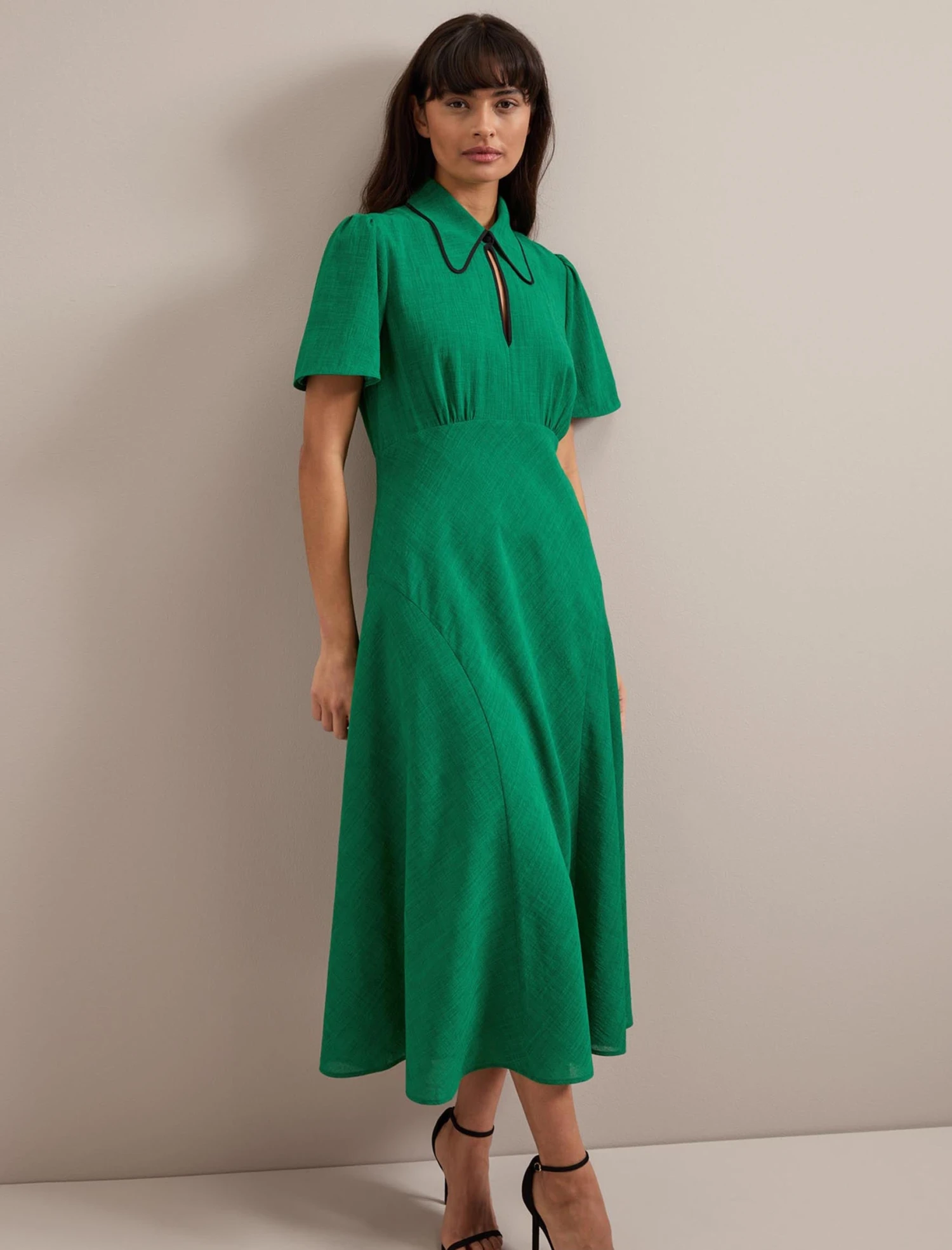 Reya Techni Voile Midi Dress - Emerald Green 10 Reya Techni Voile Midi Dress - Emerald Green - Image 8