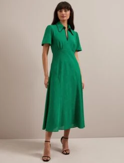 Reya Techni Voile Midi Dress - Emerald Green 13 Reya Techni Voile Midi Dress - Emerald Green -The Modern Femme Sales AU24 D627 REYA EMERALDGREEN LS 3155