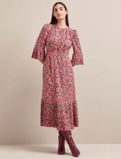 Tibi Maxi Dress - Pink Snakeskin Print -The Modern Femme Sales AU24 D653 TIBI PINKSNAKESKINPRINT LS 1245
