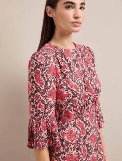 Tibi Maxi Dress - Pink Snakeskin Print -The Modern Femme Sales AU24 D653 TIBI PINKSNAKESKINPRINT LS 1293