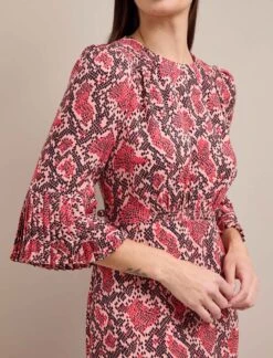 Tibi Maxi Dress - Pink Snakeskin Print -The Modern Femme Sales AU24 D653 TIBI PINKSNAKESKINPRINT LS 1309