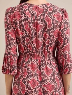 Tibi Maxi Dress - Pink Snakeskin Print -The Modern Femme Sales AU24 D653 TIBI PINKSNAKESKINPRINT LS 1314