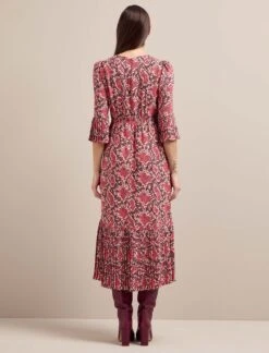 Tibi Maxi Dress - Pink Snakeskin Print -The Modern Femme Sales AU24 D653 TIBI PINKSNAKESKINPRINT LS 1320
