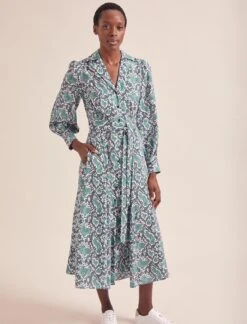 Odette Maxi Dress - Green Snakeskin Print -The Modern Femme Sales AU24 D661 ODETTE GREENSNAKESKINPRINT LS 19141