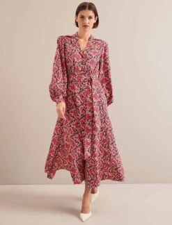 Odette Maxi Dress - Pink Snakeskin Print -The Modern Femme Sales AU24 D661 ODETTE PINKSNAKESKINPRINT LS 25498