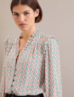 Stella Silk Shirt - Cream Floral Tile Print -The Modern Femme Sales AU24 S46 STELLA CREAMFLORALTILEPRINT LS 24219 0ada79e8 f08d 4959 ba1c ad82c8db24f6