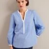 Sadie Organic Cotton Shirt - Wide Stripe Blue White -The Modern Femme Sales AU24 S93 SADIE WIDESTRIPEBLUEWHITE LS 1510