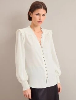 Stella Silk Shirt - Cream -The Modern Femme Sales AU24 S95 STELLA CREAM LS 0877