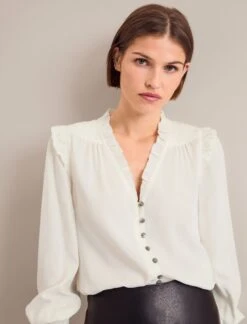 Stella Silk Shirt - Cream -The Modern Femme Sales AU24 S95 STELLA CREAM LS 0981