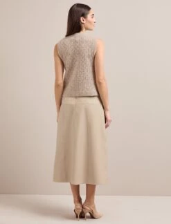 Tiana Leather Midi Skirt - Sand -The Modern Femme Sales AU24 SK119 TIANA SAND LS 2418