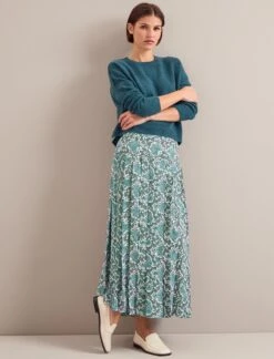 Sienna Maxi Skirt - Green Snakeskin Print -The Modern Femme Sales AU24 SK183 SIENNA GREENSNAKESKINPRINT LS 25658