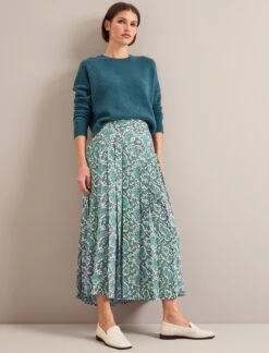 Sienna Maxi Skirt - Green Snakeskin Print -The Modern Femme Sales AU24 SK183 SIENNA GREENSNAKESKINPRINT LS 25692