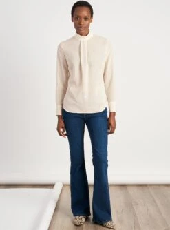 Riley Funnel Neck Blouse - Cream -The Modern Femme Sales B6 RILEY CREAM LS 013