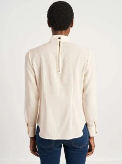 Riley Funnel Neck Blouse - Cream -The Modern Femme Sales B6 RILEY CREAM LS 023