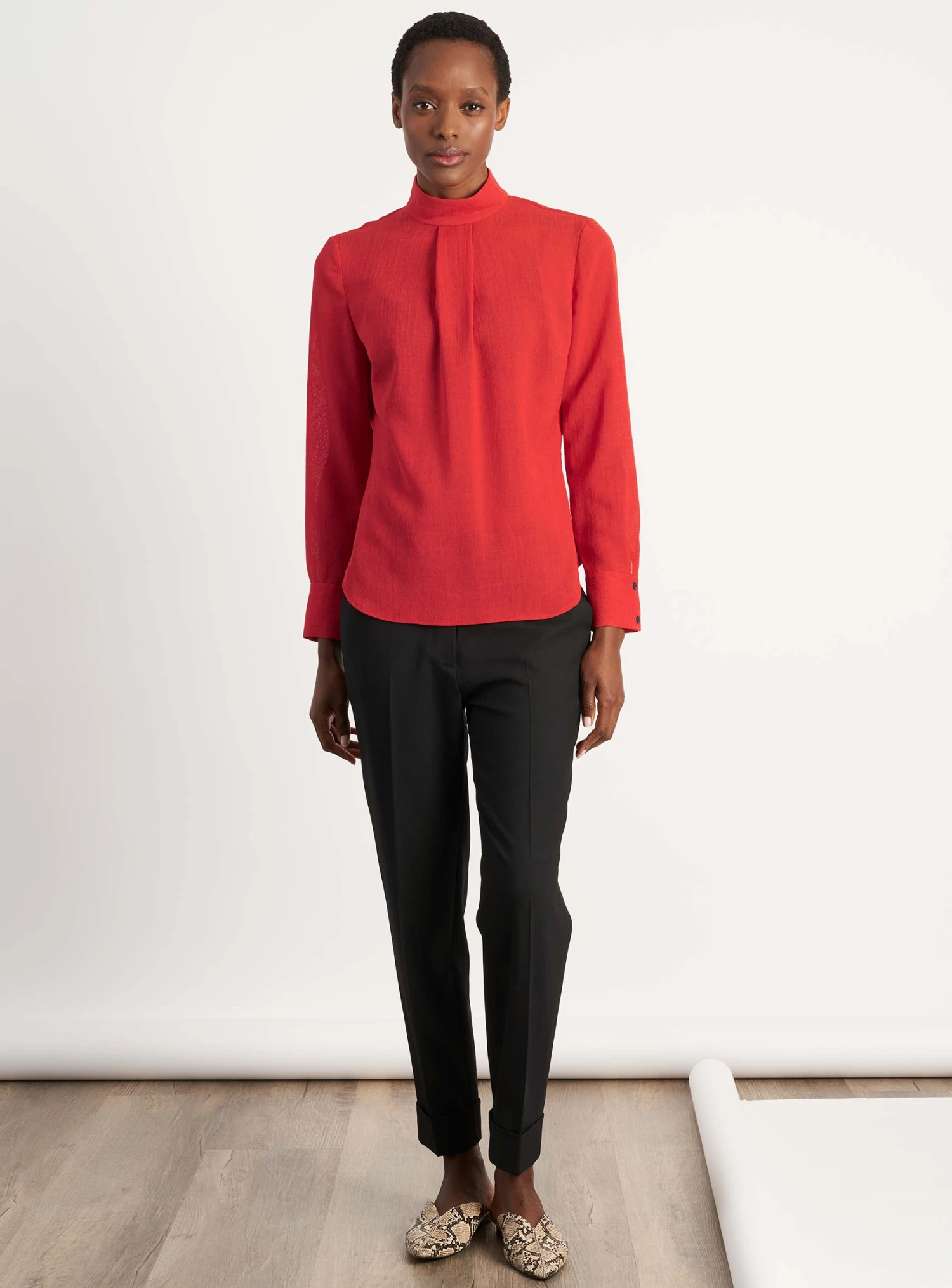 Riley Funnel Neck Blouse - Crimson 4 Riley Funnel Neck Blouse - Crimson - Image 2