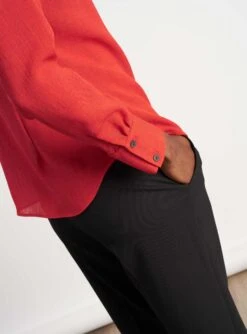 Riley Funnel Neck Blouse - Crimson 10 Riley Funnel Neck Blouse - Crimson -The Modern Femme Sales B6 RILEY CRIMSON LS 021