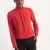 Riley Funnel Neck Blouse - Crimson -The Modern Femme Sales B6 RILEY CRIMSON LS 061