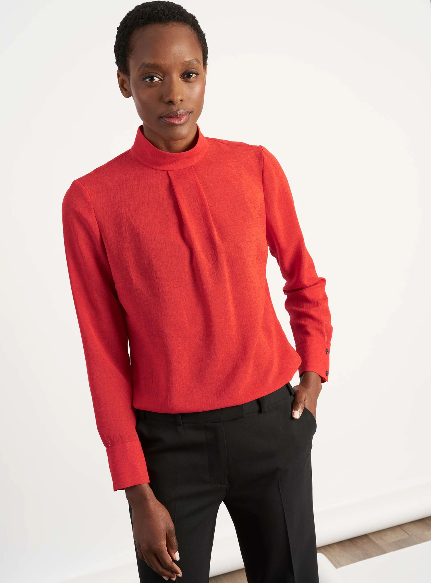Riley Funnel Neck Blouse - Crimson 3 Riley Funnel Neck Blouse - Crimson