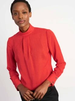 Riley Funnel Neck Blouse - Crimson 13 Riley Funnel Neck Blouse - Crimson -The Modern Femme Sales B6 RILEY CRIMSON LS 099