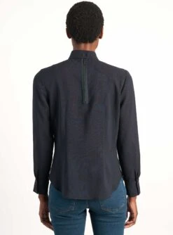 Riley Funnel Neck Blouse - Navy -The Modern Femme Sales B6 RILEY NAVY LS 018