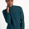 Riley Funnel Neck Blouse - Petrol Blue -The Modern Femme Sales B6 RILEY PETROL LS 062