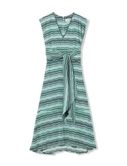 Freya V-Neck Dipped Hem Midi Dress - Mint Chevron -The Modern Femme Sales CEFINN 1 no hanger