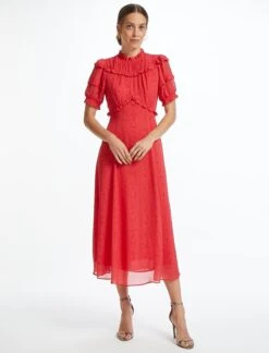 Voletta Maxi Dress - Red Moire Print