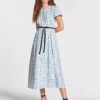 Rosie Silk Blend Maxi Dress - White Blue Broderie Anglaise Print -The Modern Femme Sales EditedSU23 D336 ROSIE WHITE BLUE BRODERIEANGLAISPRINT LS 1523