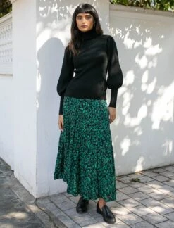 Sawyer Cotton Maxi Skirt - Green Bramble Print -The Modern Femme Sales Eva Roll Neck Sawyer 8ebf8823 5fb2 41c3 b41d 61b582f2bcff