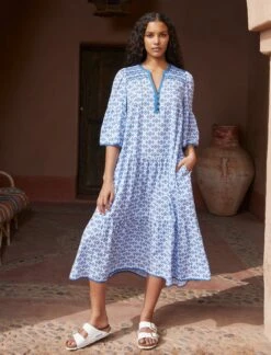 Hester Cotton Maxi Dress - Blue Diamond Geo Print -The Modern Femme Sales Hester 466797f3 71f6 4499 98f9 0f283d492941