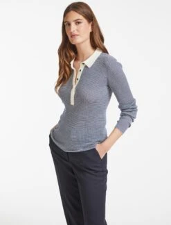 Jonah Wool Jumper - Denim Blue Cream Stripe