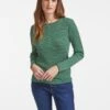 Jackson Wool Skinny Rib Jumper - Emerald Green Black Cream Stripe -The Modern Femme Sales K48 Jackson Emerald Black CreamStripe 14972