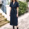 Lennox Techni Linen Maxi Shirt Dress - Navy -The Modern Femme Sales LennoxNavy
