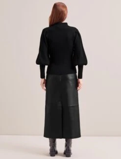 Eva Merino Wool Collared Jumper - Black -The Modern Femme Sales RSHT 143 EVA BLACK LS 0948