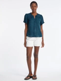 Rosa Silk Blend Blouse - Petrol Blue Leopard Pansy Print -The Modern Femme Sales RSHT B139 ROSA PETROL BLUE LS 4505 c2f1a39e 6d10 4069 a9a1 91e037b9e5a4