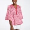 Hester Cotton Blouse - Pink Diamond Geo Print -The Modern Femme Sales RSHT B150 HESTER PINKDIAMONDGEOPRINT LS0102